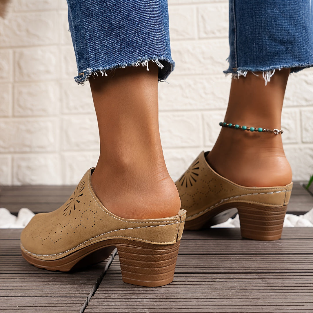 Drune | Damen Clogs Mit Blumenausschnitt Und Weicher Sohle