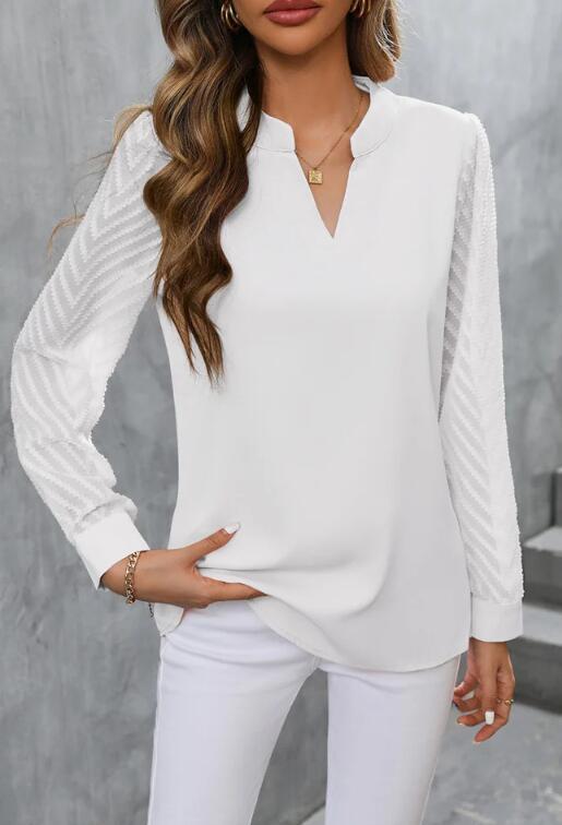 Drune | Elegantes Chiffon Top Mit V-ausschnitt
