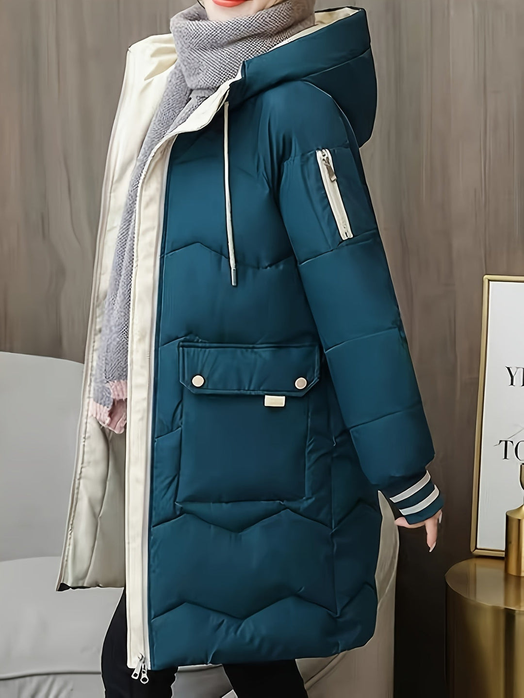 Drune | Dicke, Lässige Winterjacke mit Taschen und Kapuze für Frauen Ideal für Herbst und Winter