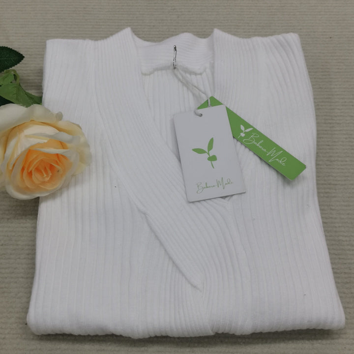 Drune | Weißer Pullover Aus Geripptem Material