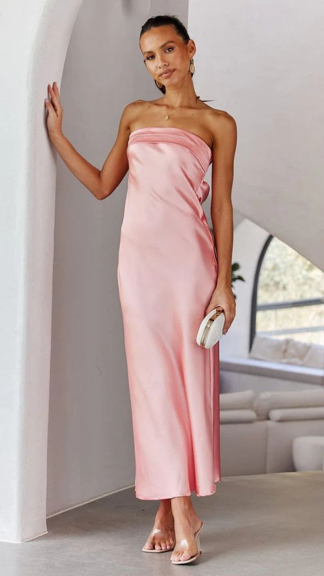 Drune | Satin rückenfreies Röhrentop Kleid