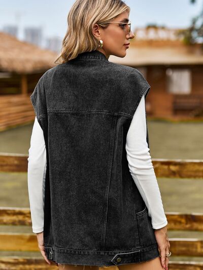 Drune - knöpfbare, geknöpfte ärmellose Denim-Jacke