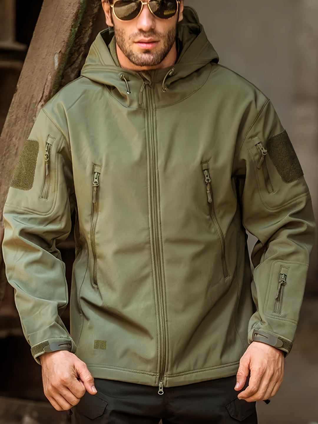 Drune | Fleece-Softshell-Kapuzenjacke Mit Reißverschlusstaschen Für Herren - Perfekt für Outdoor-Aktivitäten