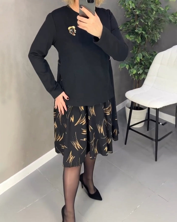 Drune | Printkleid mit Lockerem Schnitt und Rundhalsausschnitt