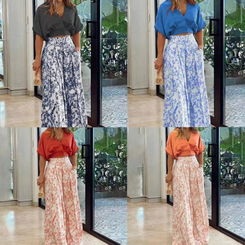 Drune | Zweiteiliges Set mit V-Ausschnitt und Hose mit weitem Bein
