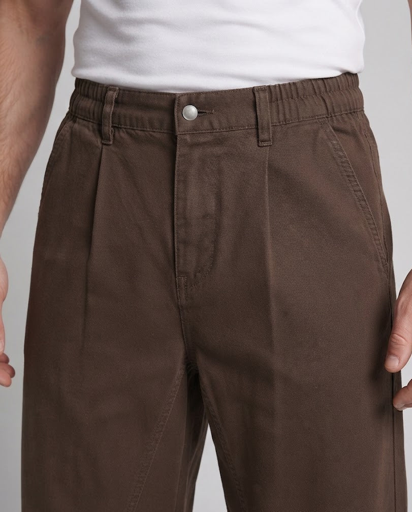Herren Ultraweite Baumwoll-Canvas-Hose im Palazzo-Cut mit Bundfalten Drune