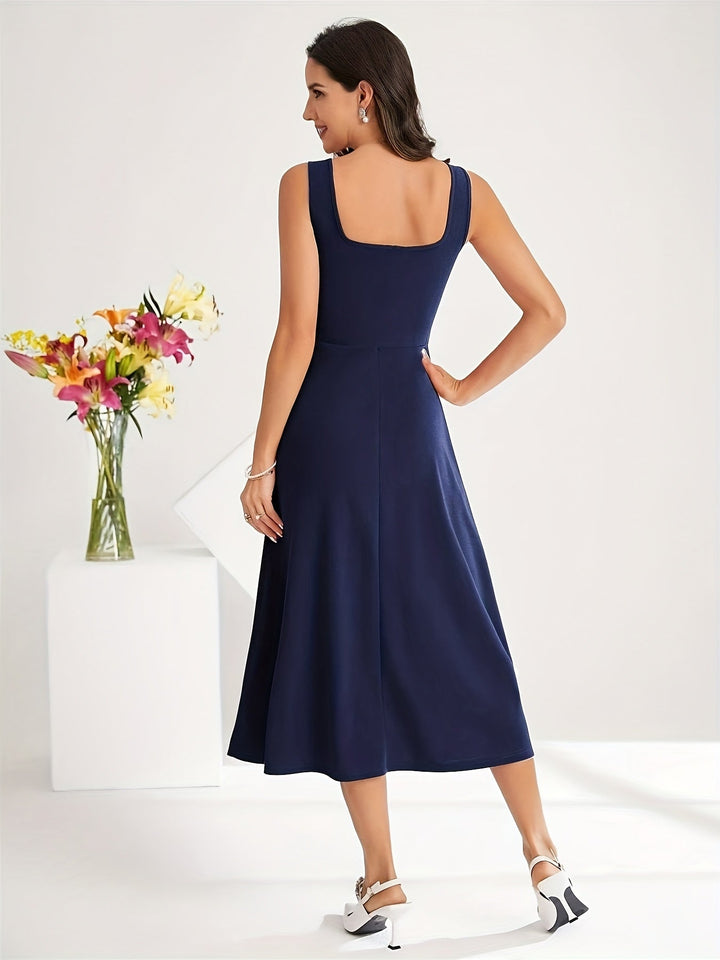 Drune | Elegantes Kleid mit Trägern Dunkelblau Farbe