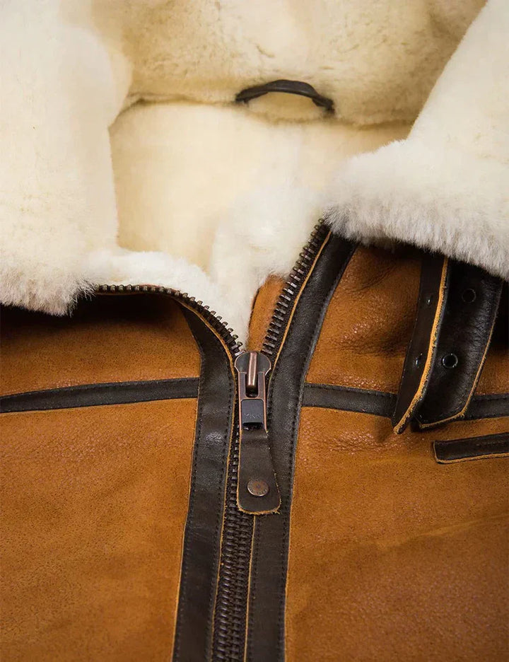 Drune | Winter Lammfelljacke mit Pelzkapuze
