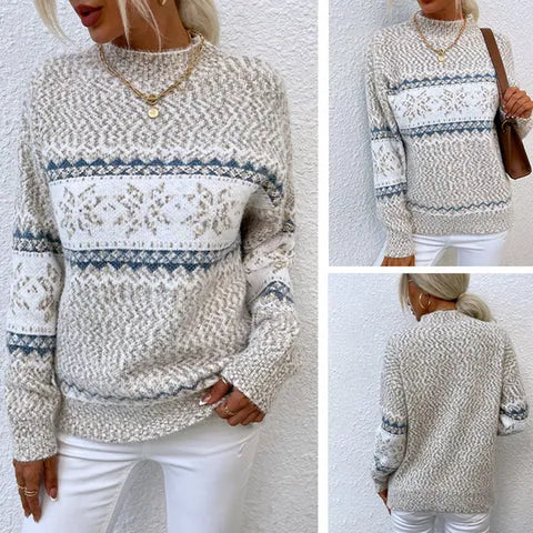 Drune | Strickpullover - Nordisches Muster - Weiche Wollmischung - Rundhalsausschnitt - Langarm