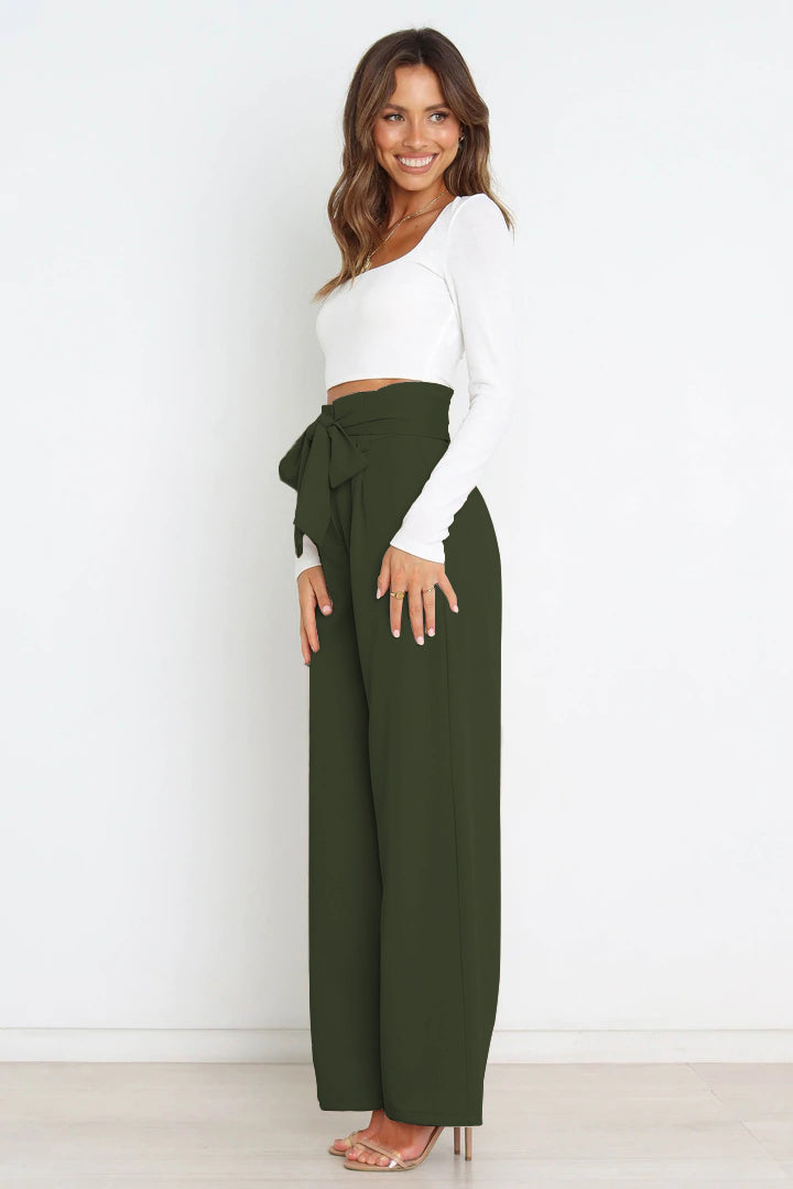 Drune | Hohe Taille Paperbag Hose mit Schleifendetail