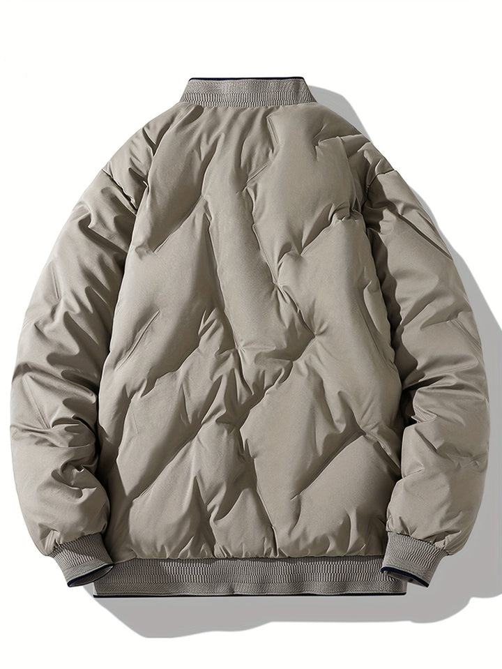 Drune | Baseballkragen Reißverschluss Solides Fleece Mit Taschen Winterjacke Für Herren - Perfekt für Outdoor-Aktivitäten