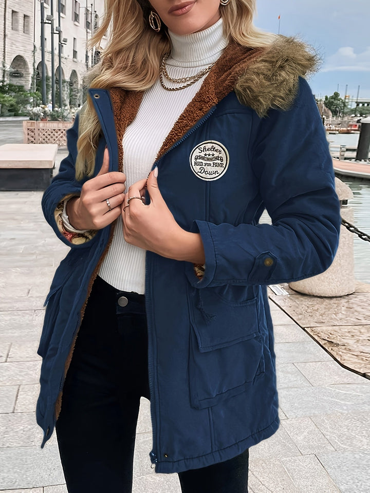 Drune | Warme, gesteppte Winterjacke aus Baumwolle mit Kunstfellkragen für Damen - Ideal für Herbst/Winter