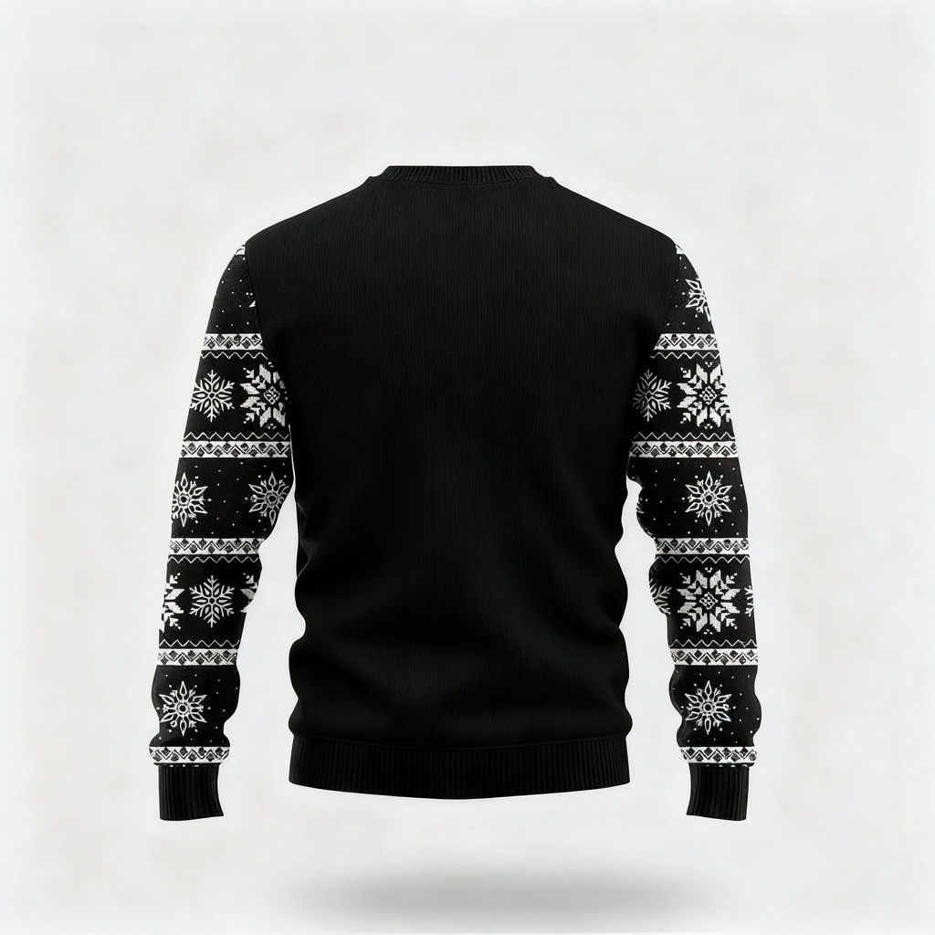 Drune | Verspielter Gänse Druck - Schwarzer Feiertagsikonen Pullover