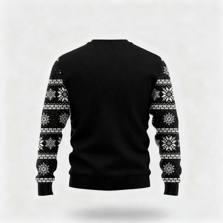Drune | Verspielter Gänse Druck - Schwarzer Feiertagsikonen Pullover
