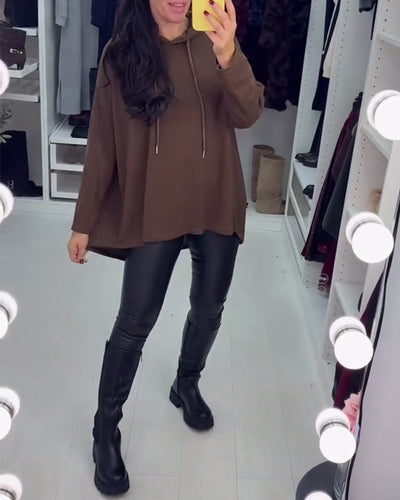 Drune | Weite Uni Langarm Kapuzenpullover