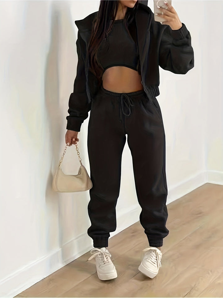 Drune | Kapuzenjacke & Tanktop & Jogginghose Drei Teilige Satz Outfits