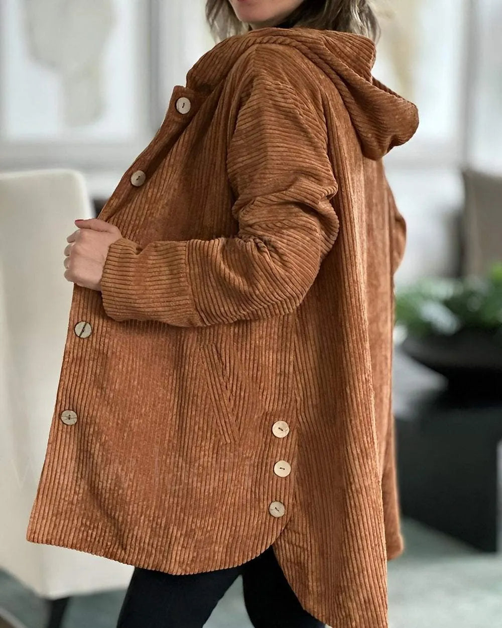 Drune | Lässige Cordjacke mit Kapuze für Damen