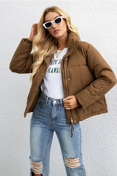 Drune | Stehkragen Lockere Pufferjacke