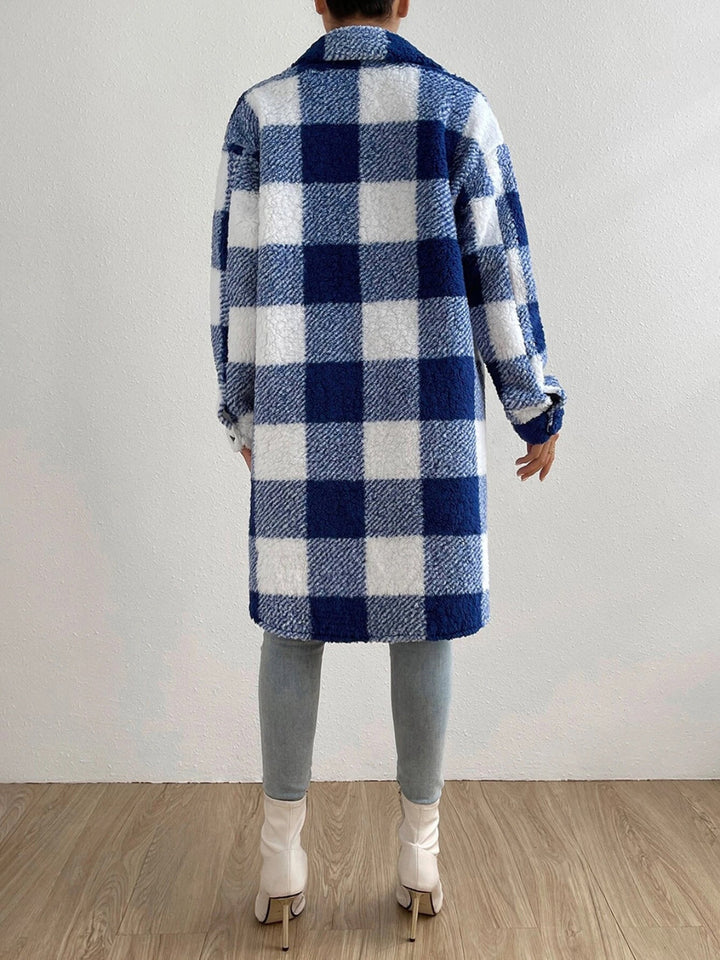 Drune | kariert Jacke mit plüschigem Kragen und Knöpfen