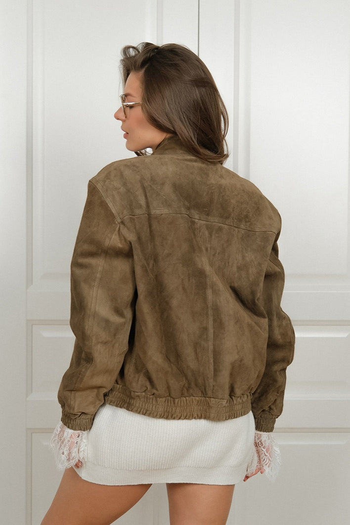 Drune | Vintage Wildlederjacke mit Stehkragen für Stilvolles Layering