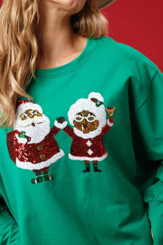 Drune | Weihnachtsmann Pailletten Lässig Lockere Lange Ärmel Sweatshirt