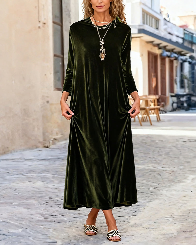 Drune | Langärmeliges Kleid in Uni Farbe