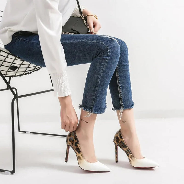 Drune | Leopard print lace high heels for women