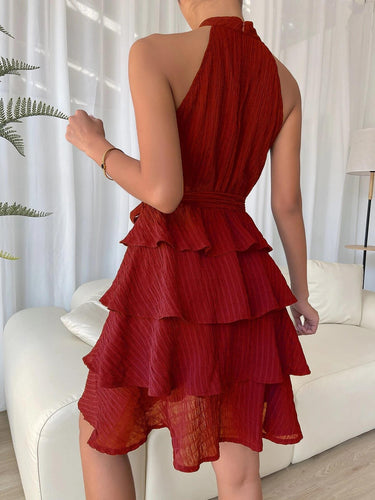 Drune | Ärmelloses Rüschen Halterkleid Für Frauen