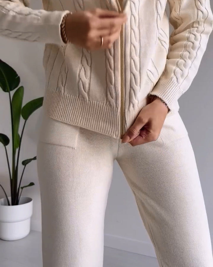 Drune | Casual jacquard cardigan set with twist design