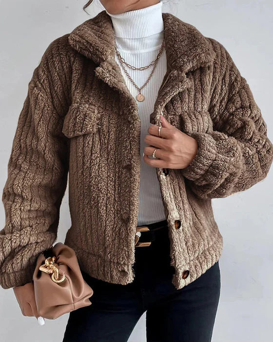 Drune | Klassische Herbst Dicke Jacke mit Revers und Knopf für Frauen