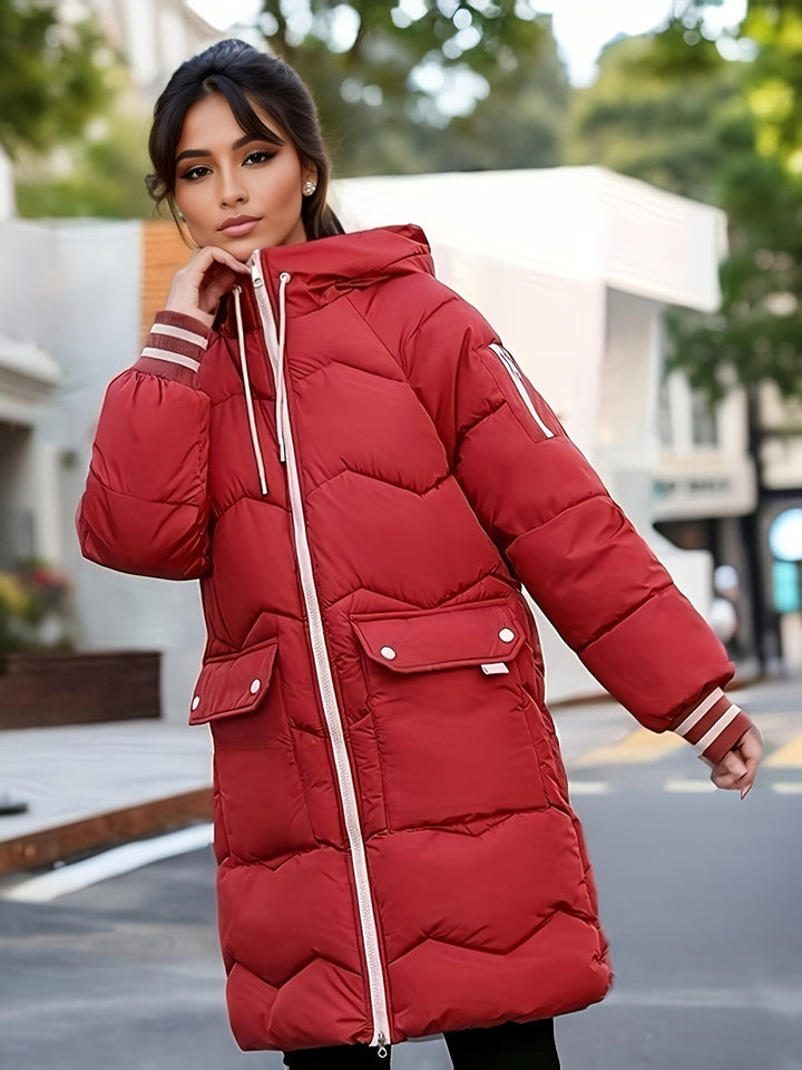 Drune | Dicke, Lässige Winterjacke mit Taschen und Kapuze für Frauen Ideal für Herbst und Winter