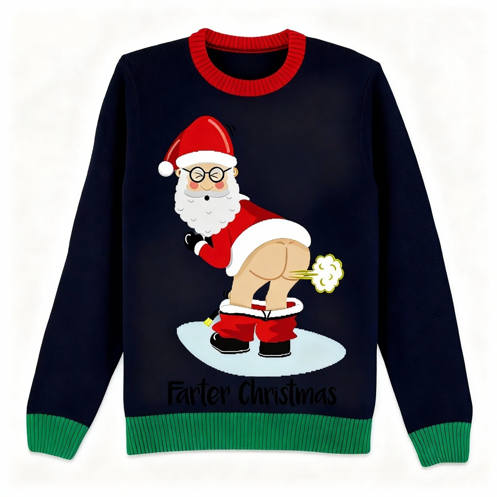 Drune | Festlich & Unerschrocken: Verrückter Weihnachtsmann Druck Weihnachts-Pullover