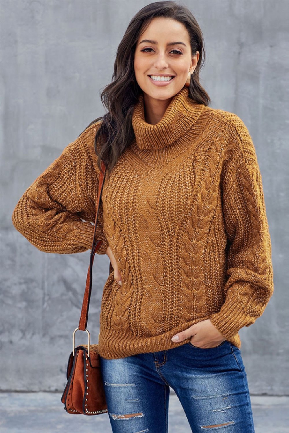 Drune Kabel Rollkragen Warmer Pullover