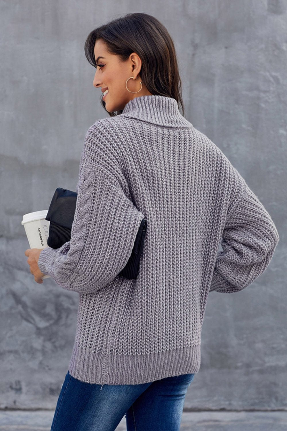 Drune Kabel Rollkragen Warmer Pullover