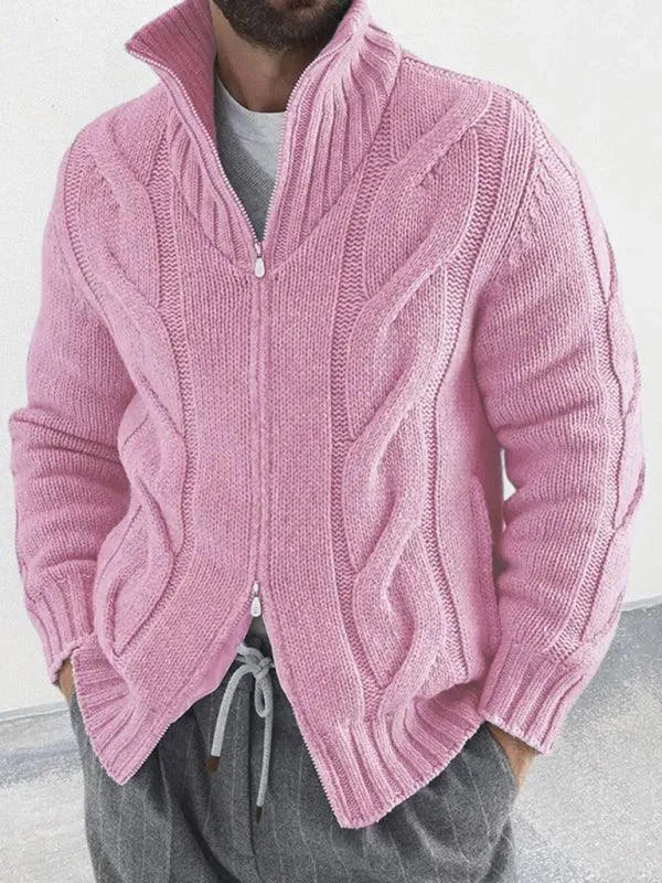 Drune | Reißverschluss Herren Strickjacke Rollkragenpullover