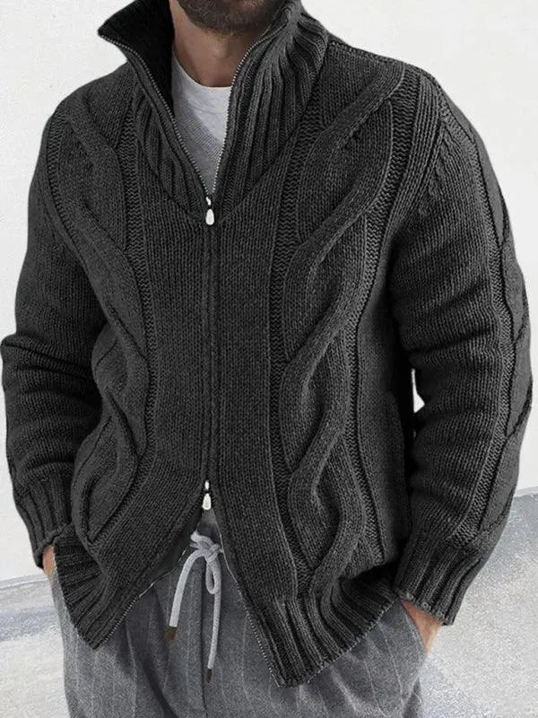 Drune | Reißverschluss Herren Strickjacke Rollkragenpullover