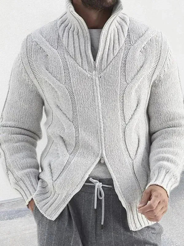 Drune | Reißverschluss Herren Strickjacke Rollkragenpullover
