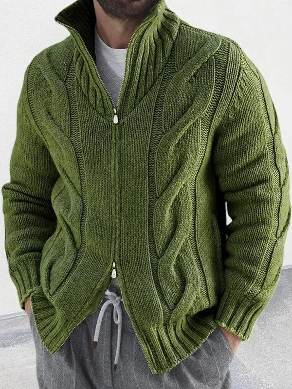 Drune | Reißverschluss Herren Strickjacke Rollkragenpullover