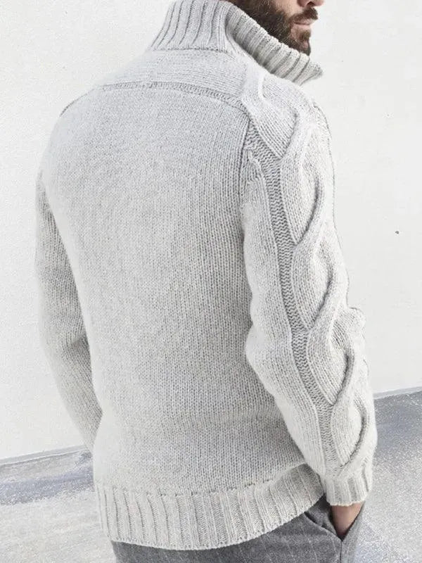 Drune | Reißverschluss Herren Strickjacke Rollkragenpullover