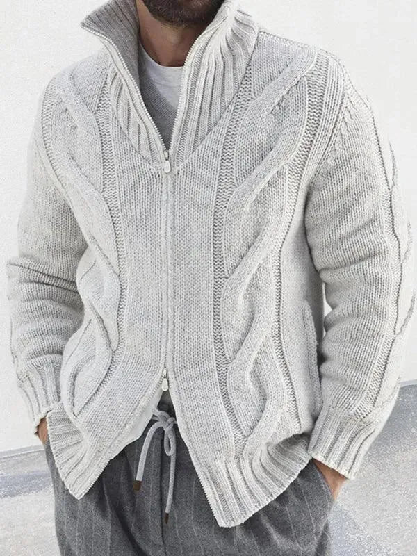 Drune | Reißverschluss Herren Strickjacke Rollkragenpullover