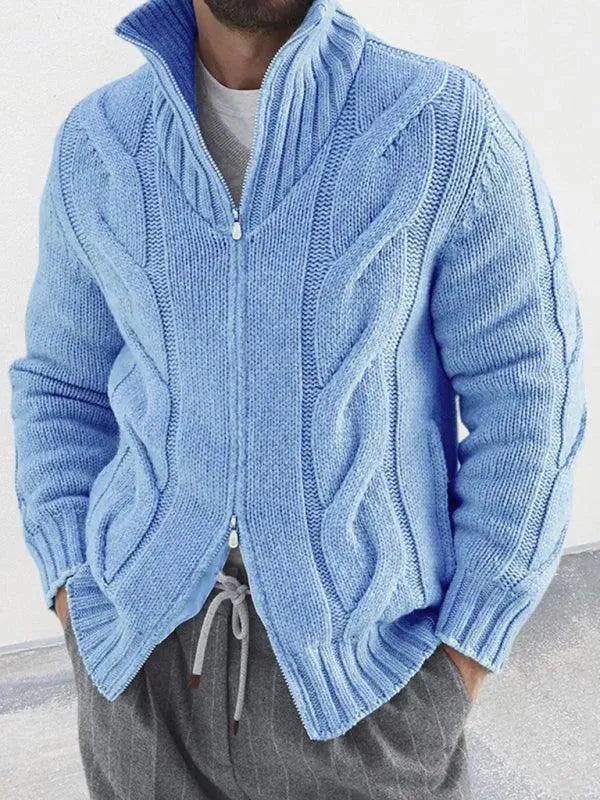 Drune | Reißverschluss Herren Strickjacke Rollkragenpullover