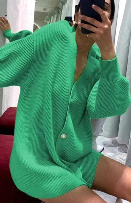 Drune | Farbe Lässig Lockere Strickjacke Pullover