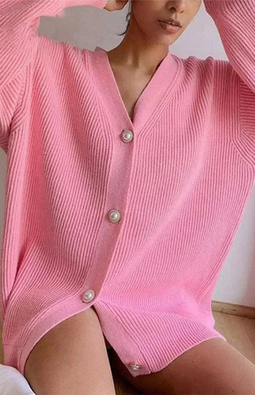 Drune | Farbe Lässig Lockere Strickjacke Pullover