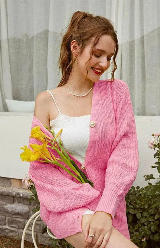 Drune | Farbe Lässig Lockere Strickjacke Pullover