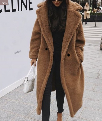 Drune | Teddyjacke - lange gefütterte Jacke mit Knopfverschluss