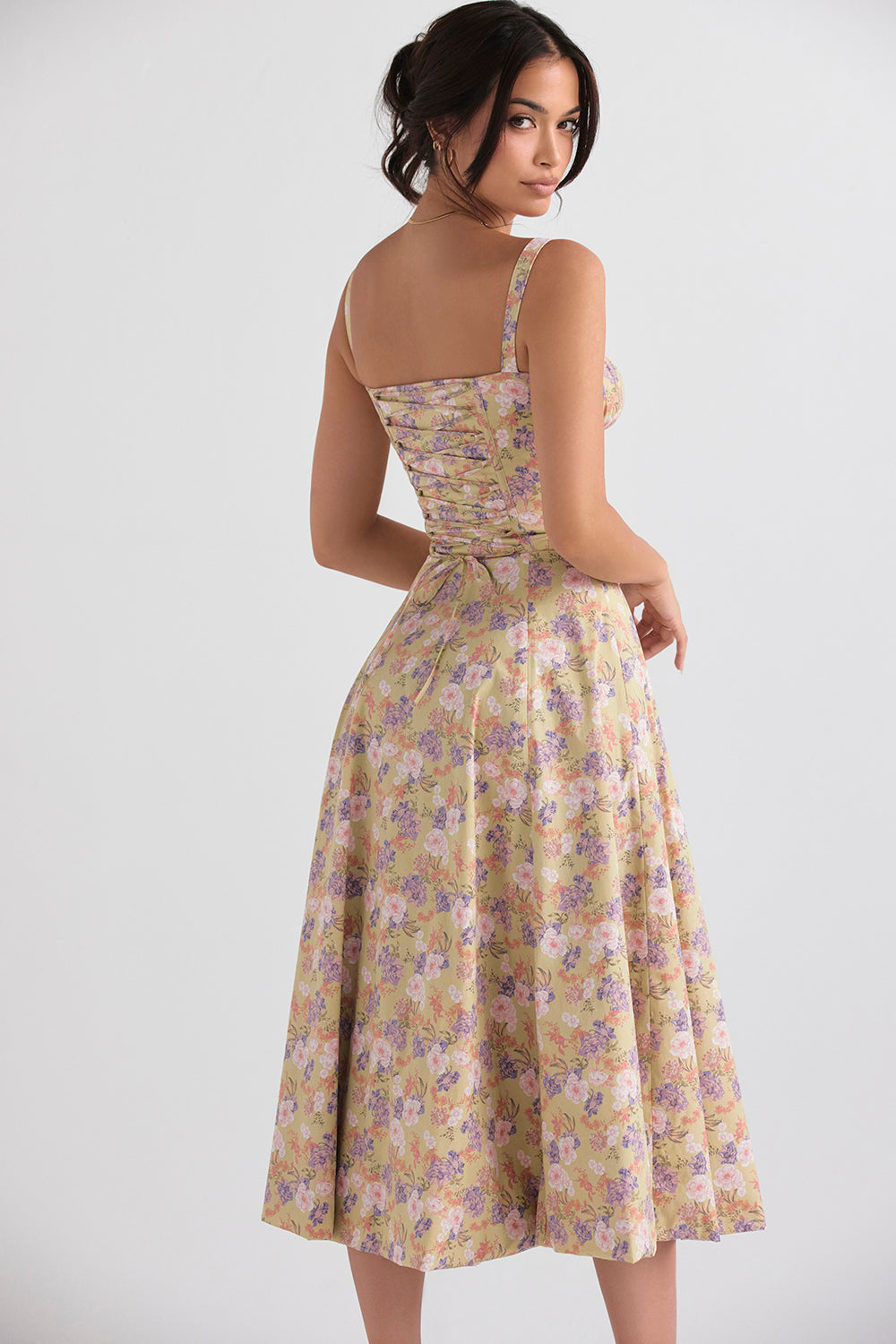 Drune | Langes Blumen Korsett Kleid