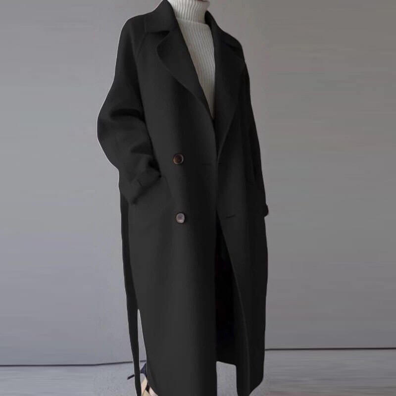 Drune | Wolle-Mischung Mantel - Weiches Beige - Gürteltuch Stil - Winternotwendigkeit