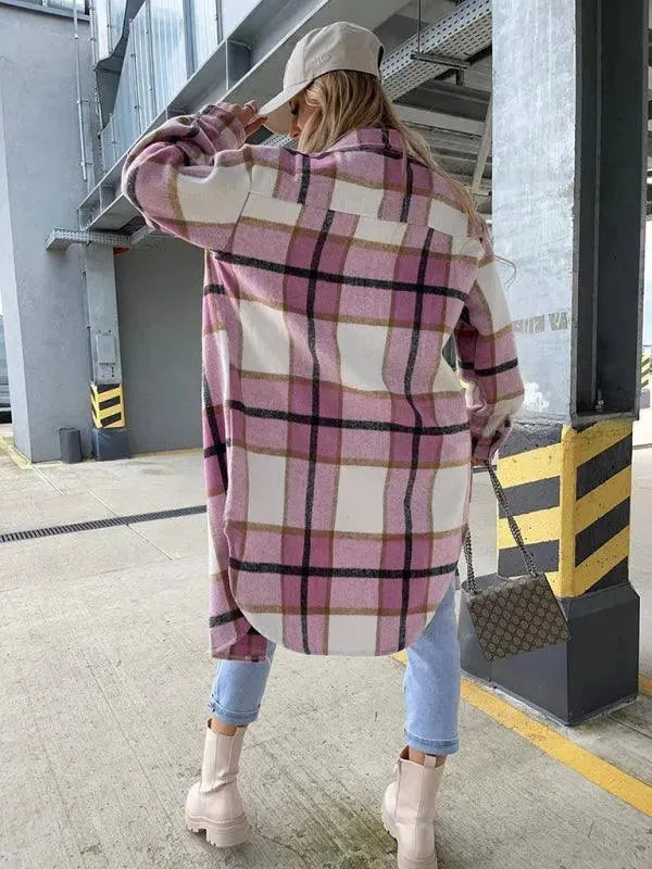 Drune | Lässige Karierte Lockere Damen Hemdjacke