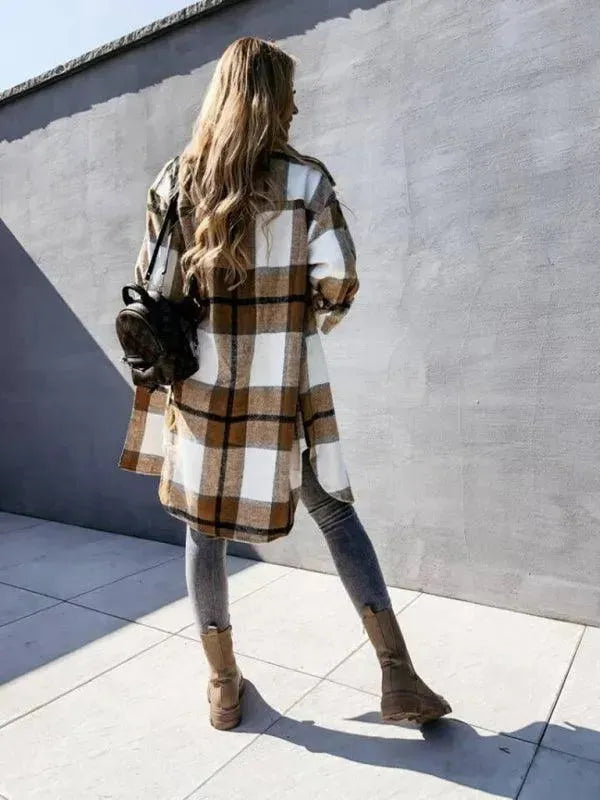 Drune | Lässige Karierte Lockere Damen Hemdjacke