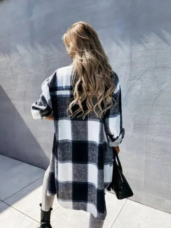 Drune | Lässige Karierte Lockere Damen Hemdjacke